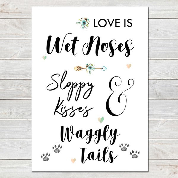 Dog Print, Love is Wet Noses, Waggly Tails, Lovely Fur Baby Pet Quote