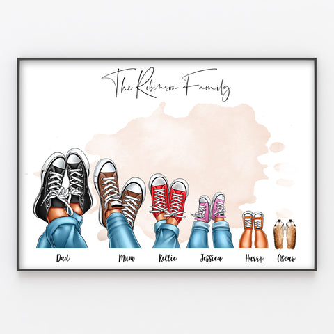 Shoe Family with Legs Print, Personalised Custom Gift