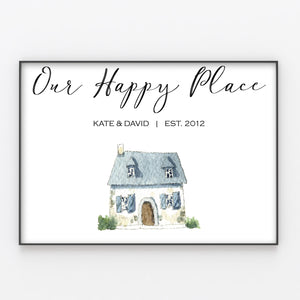 Family Home House Print, Custom Quote, Personalised Wall Art Gift
