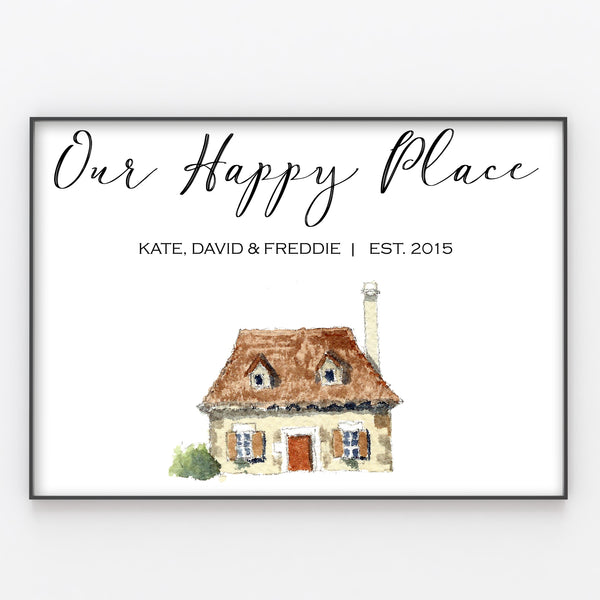Family Home House Print, Custom Quote, Personalised Wall Art Gift
