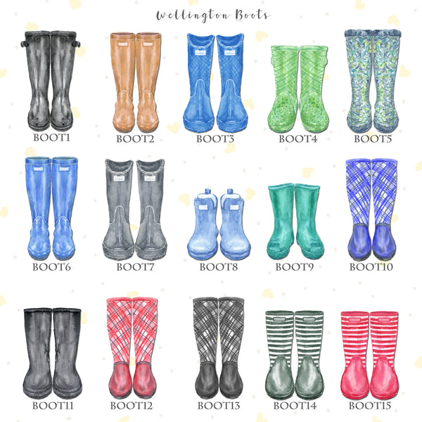 Personalised Wellington Boot Fathers Day Print, Customised Rain Boot Wall Art Gift