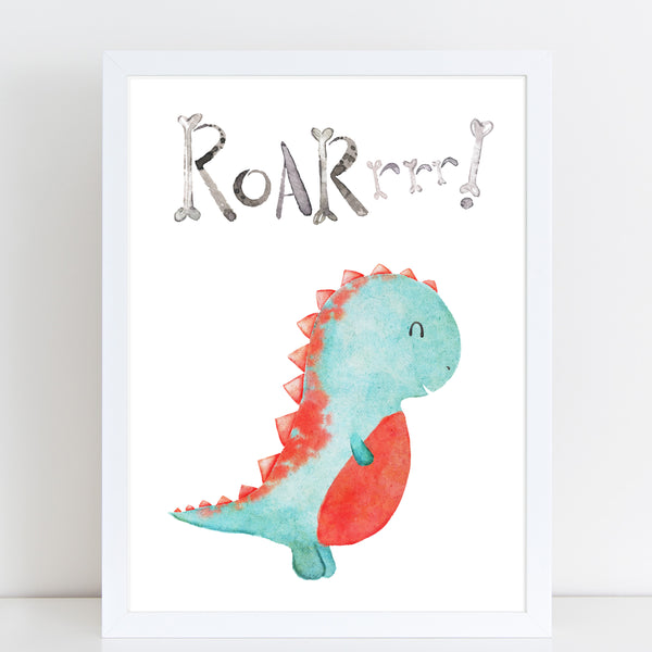 Dinosaur Roar! Print, Cute Bedroom Print for Kids, Fun Gift