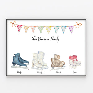 Ice Skates Family Print Personalised Figure Skating Wall Art Gift for Home