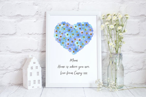 Mothers Day Print Floral Heart Personalised Poster Gift