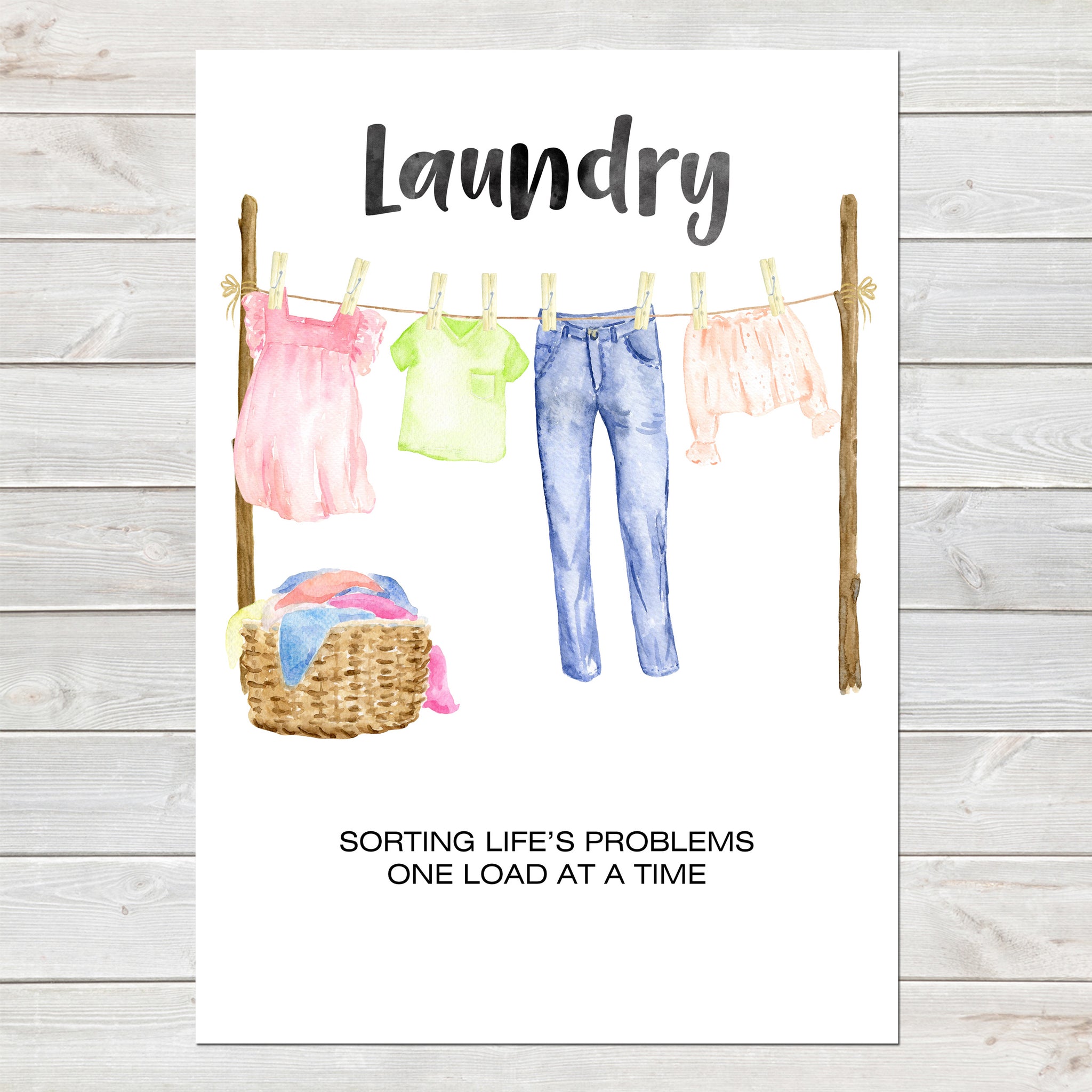 Kitchen Laundry Print, Washing Line Funny Wall Art Mother's Day Gift