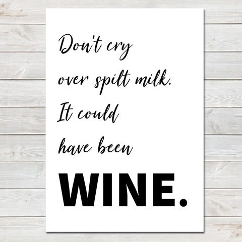 Mothers Day Print Funny Wine Quote, Kitchen Poster Gift for Mum