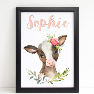 Baby Calf Print, Cute Personalised Animal Print for Kids
