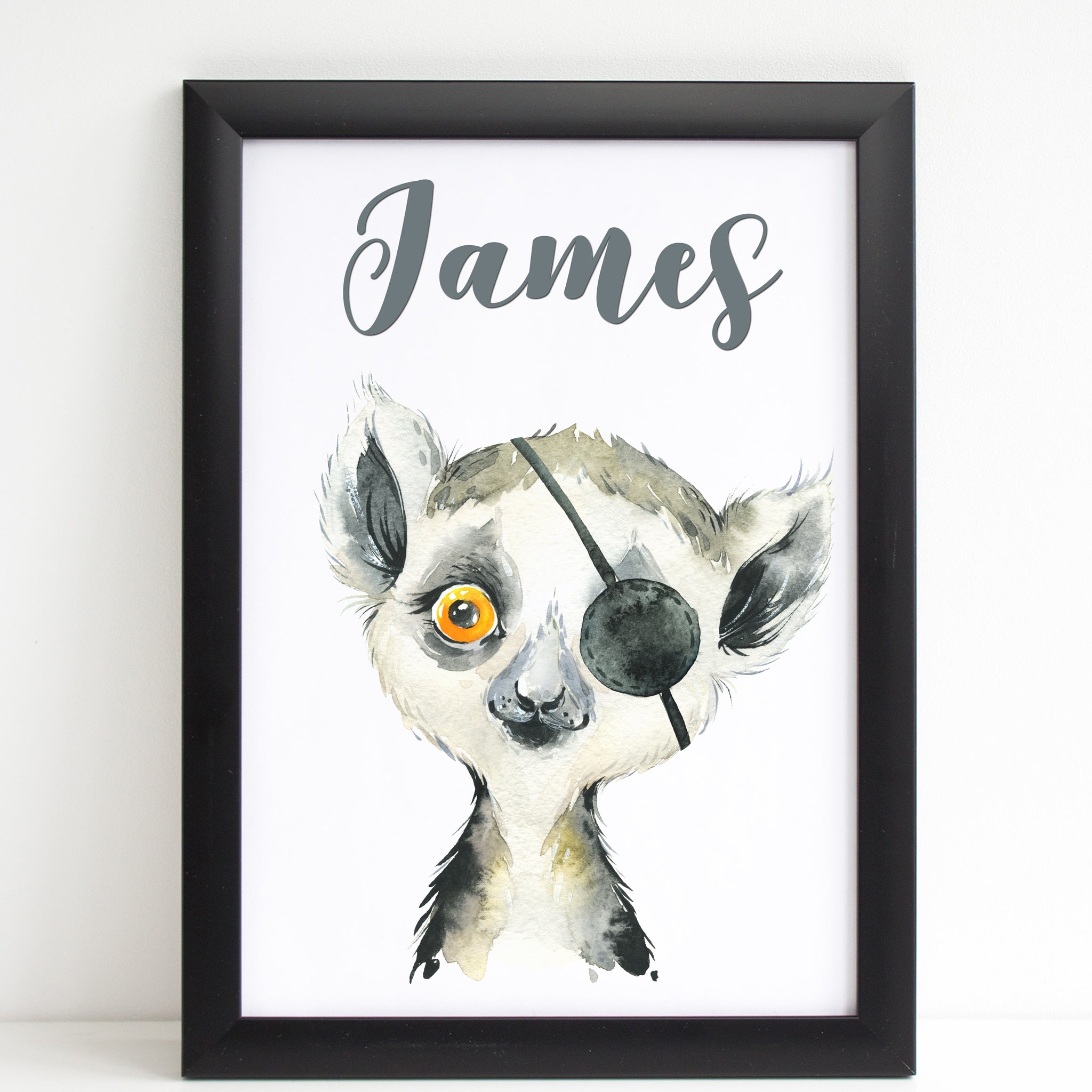Baby Lemur Print, Cute Personalised Animal Print for Kids