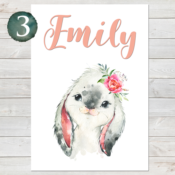 Baby Bunny Print, Cute Personalised Animal Print for Kids