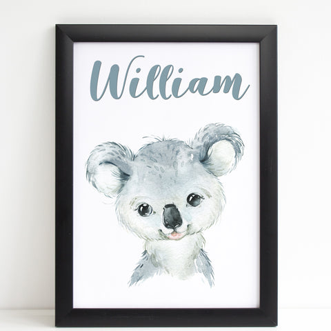 Baby Koala Print, Cute Personalised Animal Print for Kids