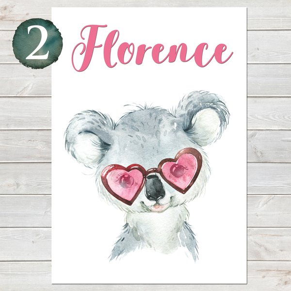 Baby Koala Print, Cute Personalised Animal Print for Kids
