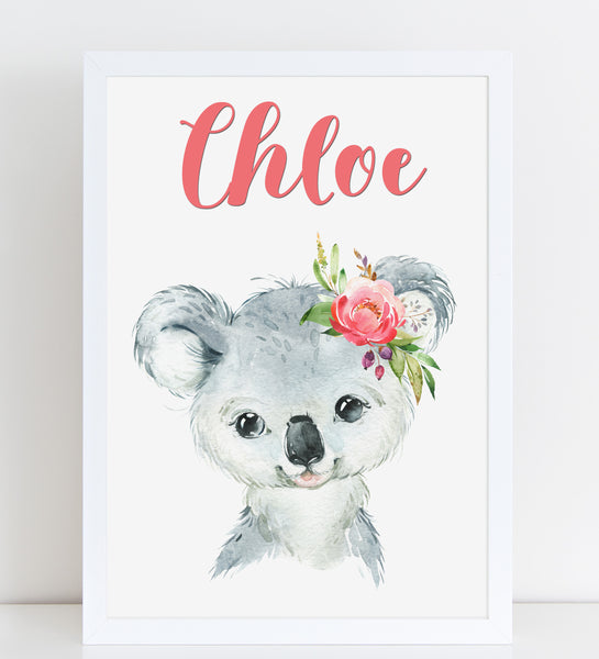 Baby Koala Print, Cute Personalised Animal Print for Kids