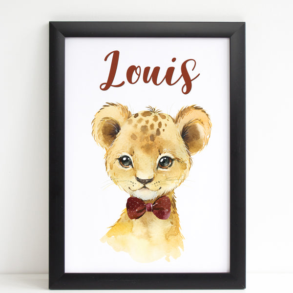 Baby Lion Print, Cute Personalised Animal Print for Kids