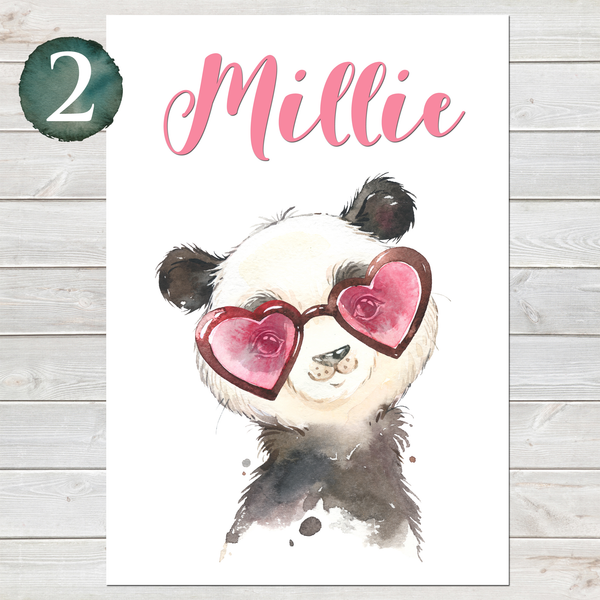 Baby Panda Print, Cute Personalised Animal Print for Kids