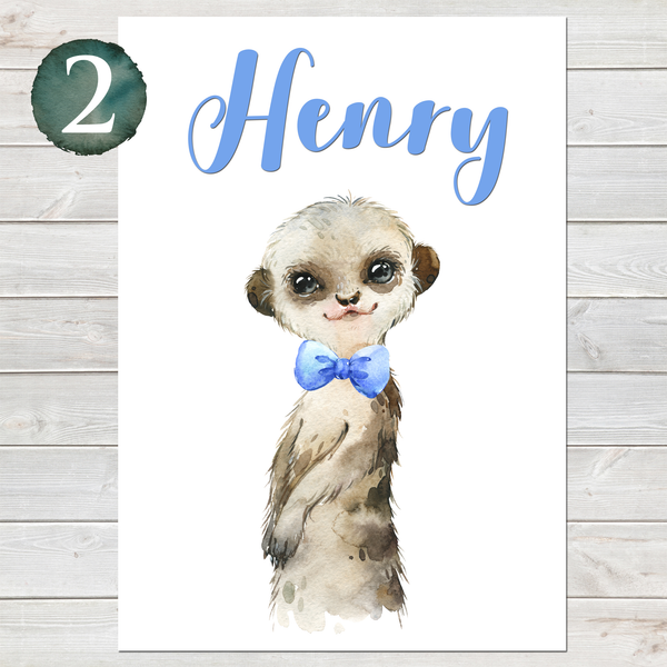 Baby Meerkat Print, Cute Personalised Animal Print for Kids
