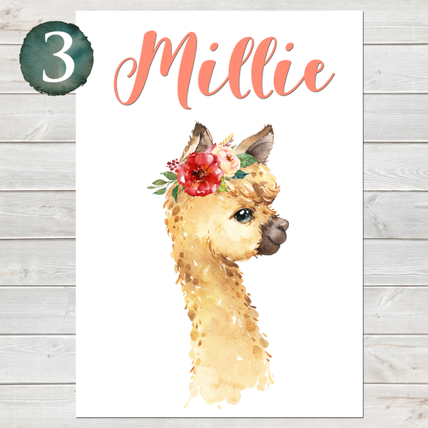Baby Brown Llama Print, Cute Personalised Animal Print for Kids