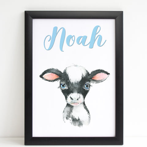 Baby Cow Print, Cute Personalised Animal Print for Kids