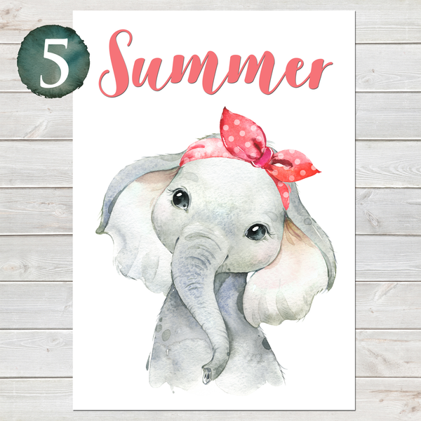Baby Elephant Print, Cute Personalised Animal Print for Kids