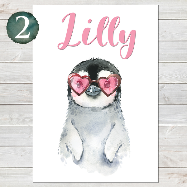 Baby Penguin Print, Cute Personalised Animal Print for Kids