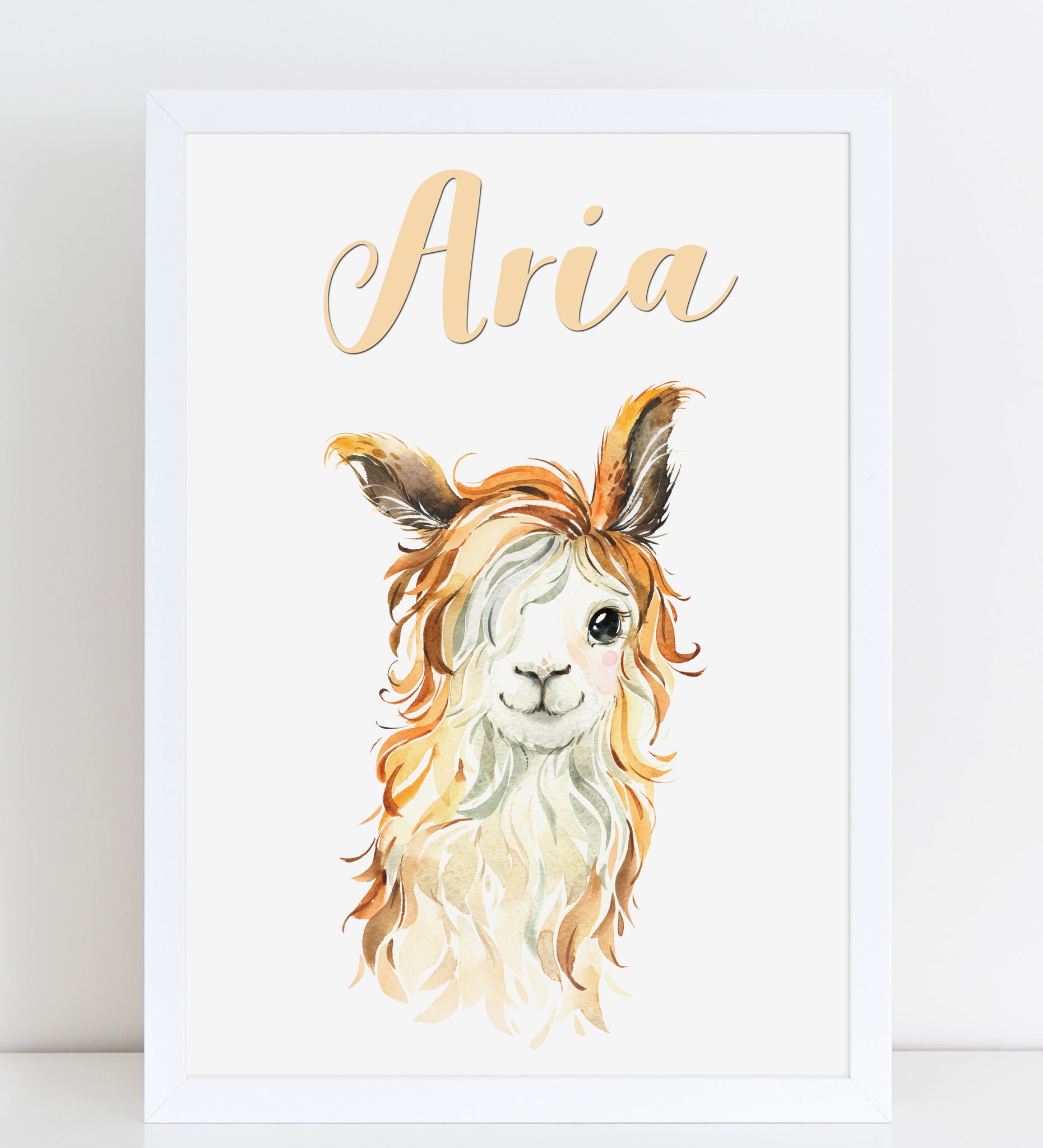 Baby Long Haired Llama Print, Cute Personalised Animal Print for Kids
