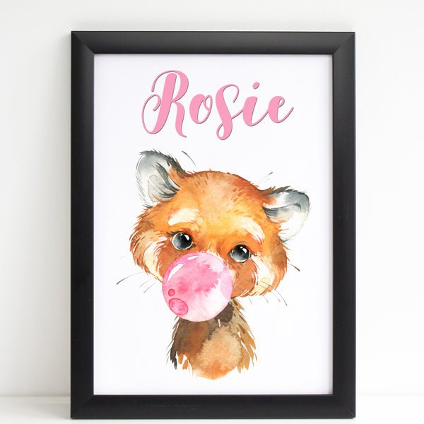 Baby Red Panda Print, Cute Personalised Animal Print for Kids