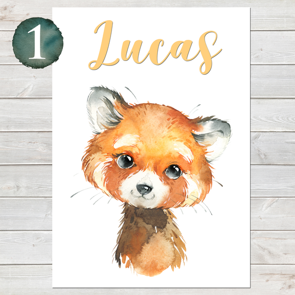 Baby Red Panda Print, Cute Personalised Animal Print for Kids