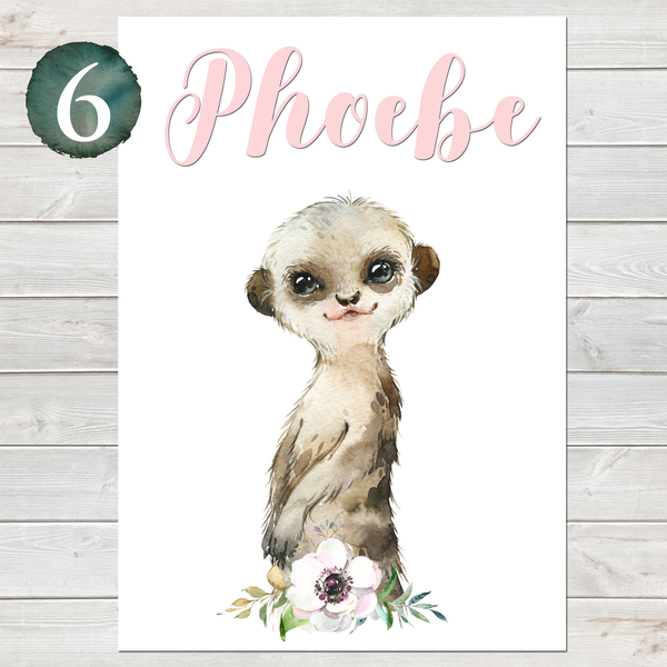 Baby Meerkat Print, Cute Personalised Animal Print for Kids