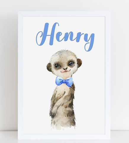 Baby Meerkat Print, Cute Personalised Animal Print for Kids