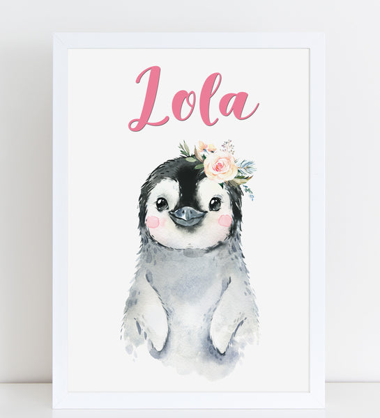Baby Penguin Print, Cute Personalised Animal Print for Kids