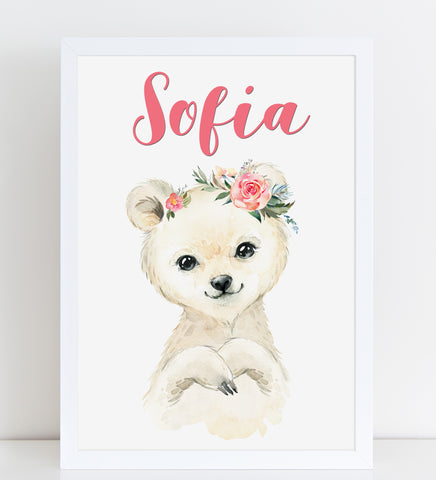 Baby Polar Bear Print, Cute Personalised Animal Print for Kids