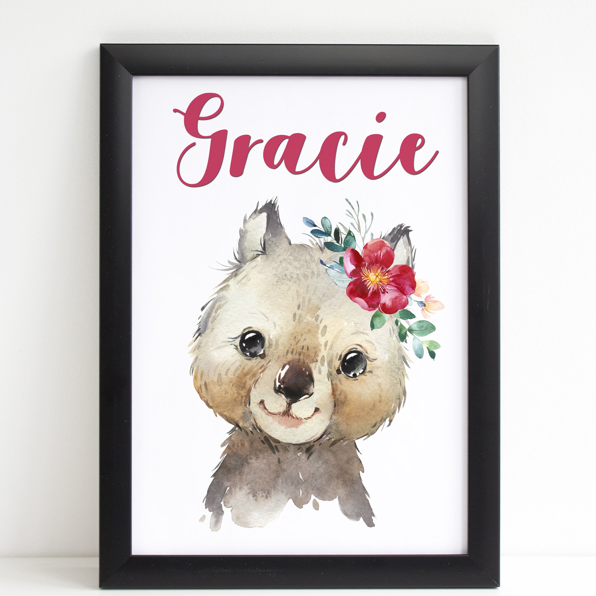 Baby Wombat Print, Cute Personalised Animal Print for Kids